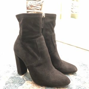 Black Faux Suede Gaze Edit Heel Ankle Boot Booties